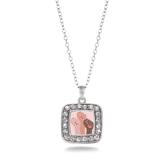 Silver Womens March - Unite! Square Charm Classic Necklace