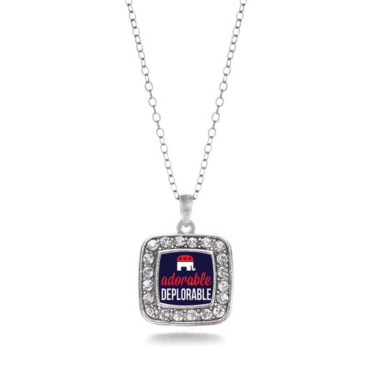 Silver Adorable Deplorable Square Charm Classic Necklace
