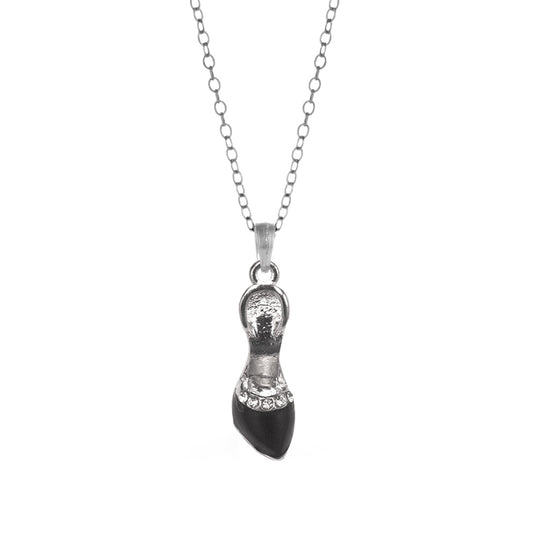 Silver Black Heel Shoe Charm Classic Necklace
