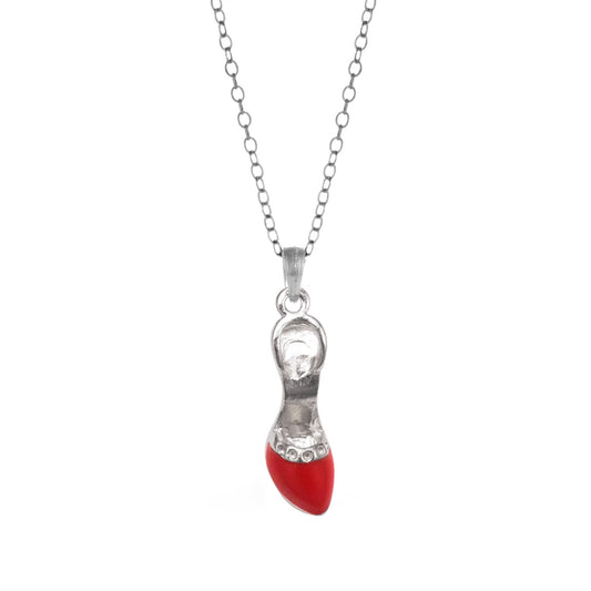 Silver Red Heel Shoe Charm Classic Necklace
