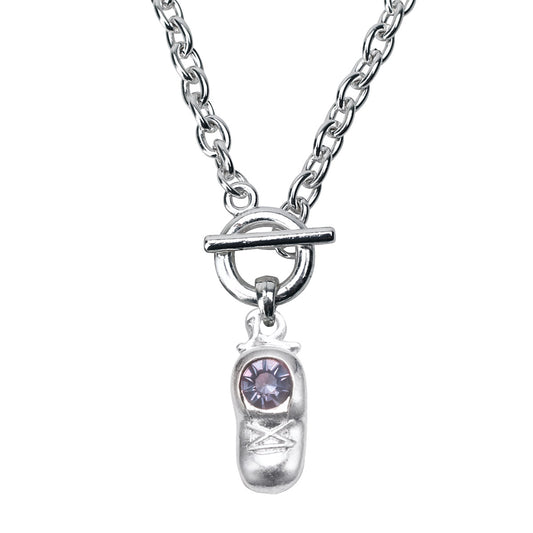 Silver Baby Shoe Charm Toggle Necklace