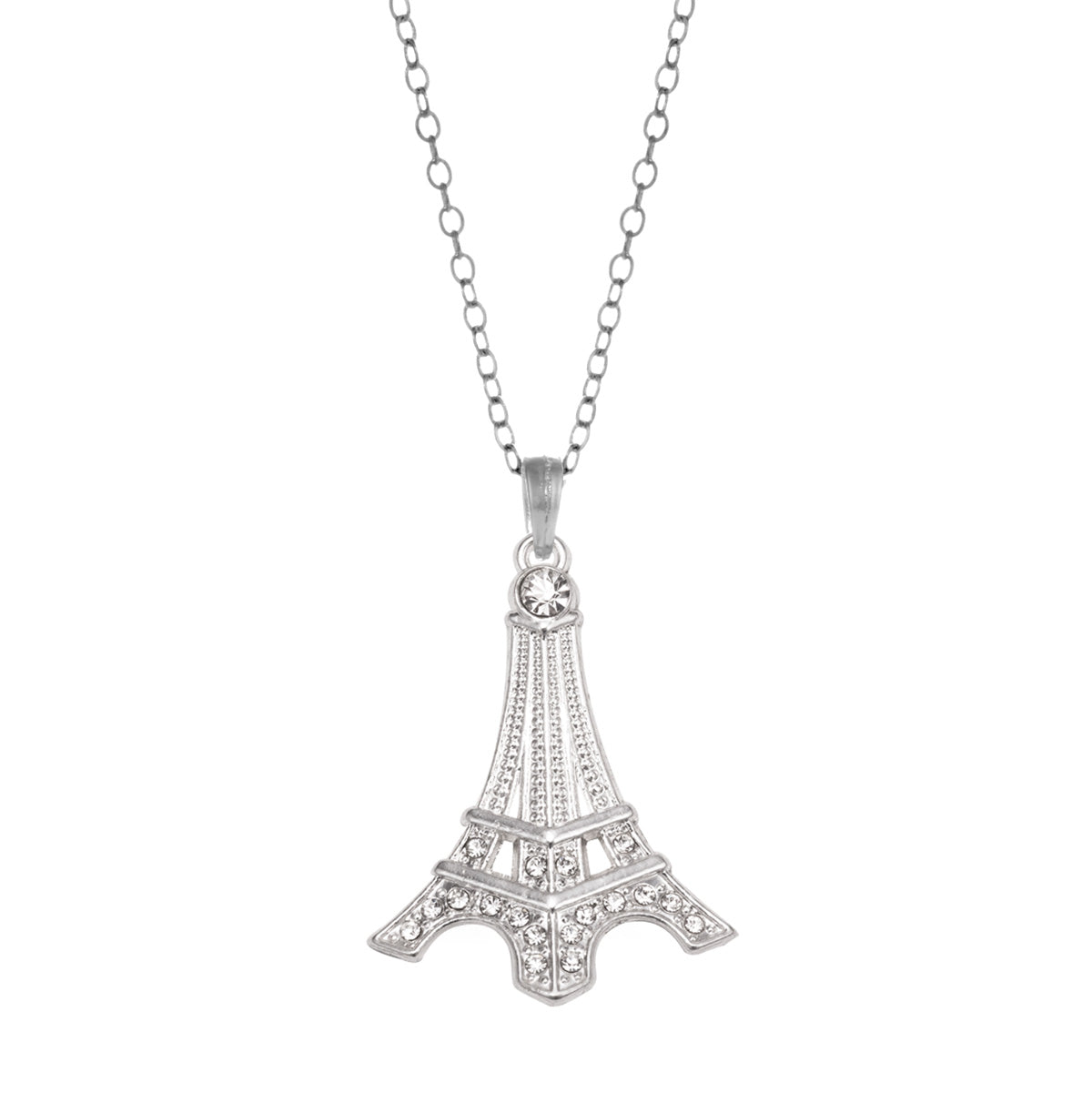 Silver Eiffel Tower Charm Classic Necklace