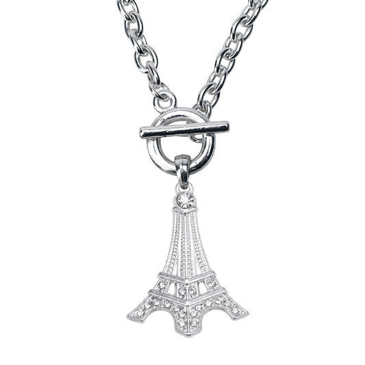 Silver Eiffel Tower Charm Toggle Necklace