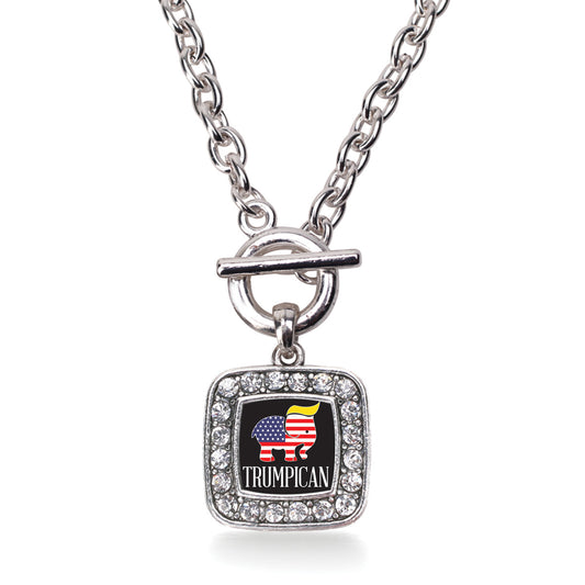 Silver Trumpican Square Charm Toggle Necklace