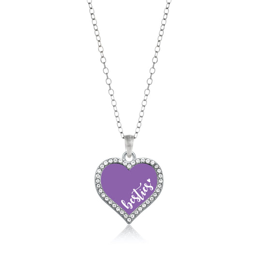 Silver Besties - Purple Open Heart Charm Classic Necklace
