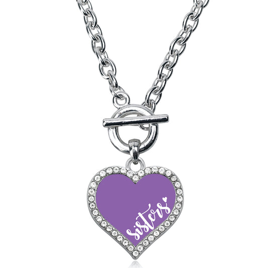 Silver Sisters - Purple Open Heart Charm Toggle Necklace