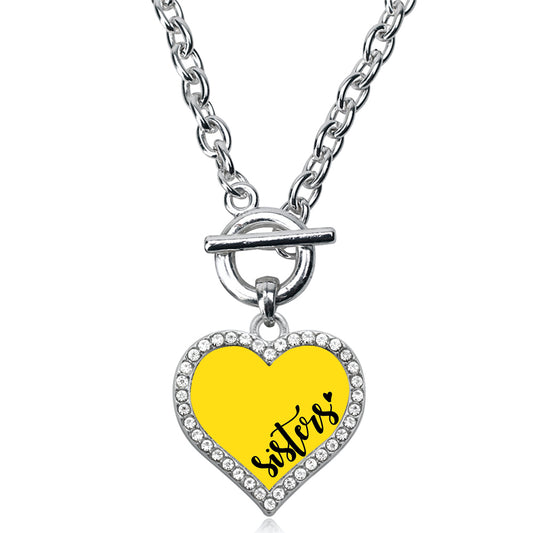 Silver Sisters - Yellow Open Heart Charm Toggle Necklace