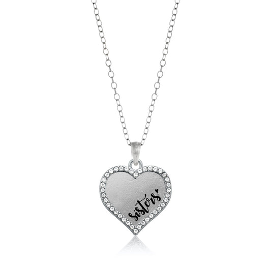 Silver Sisters Open Heart Charm Classic Necklace