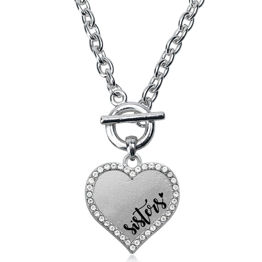 Silver Sisters Open Heart Charm Toggle Necklace