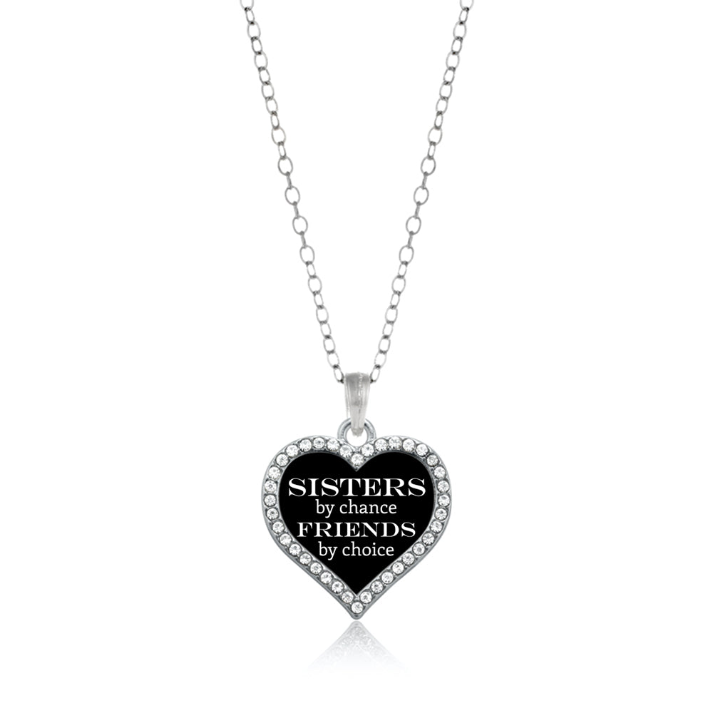 Silver Sisters by Chance, Friends by Choice Open Heart Charm Classic Necklace