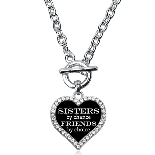 Silver Sisters by Chance, Friends by Choice Open Heart Charm Toggle Necklace