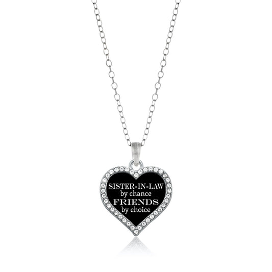 Silver Sister-in-law by Chance, Friends by Choice Open Heart Charm Classic Necklace