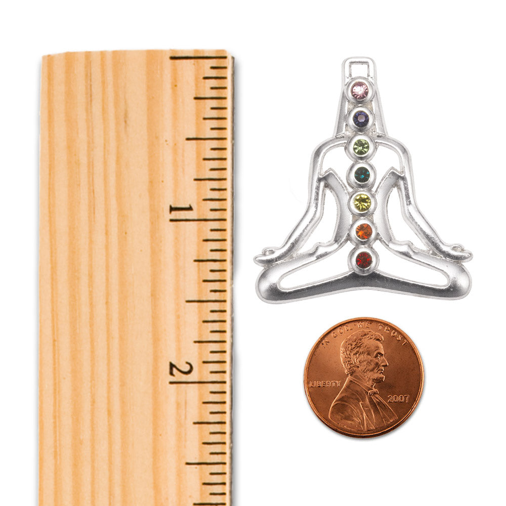 Silver Yoga Chakras Charm Classic Necklace