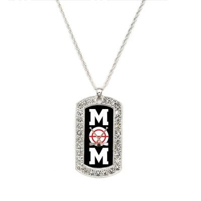 Silver Hockey Mom Dog Tag Charm Classic Necklace