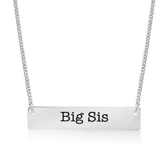 Silver Big Sis Bar Necklace