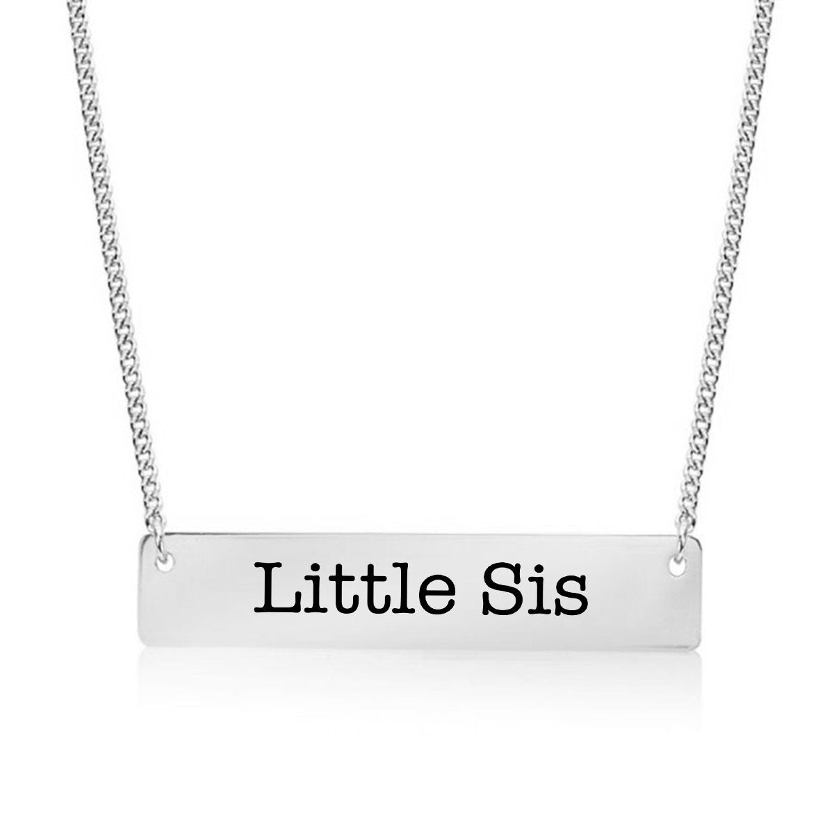 Silver Little Sis Bar Necklace