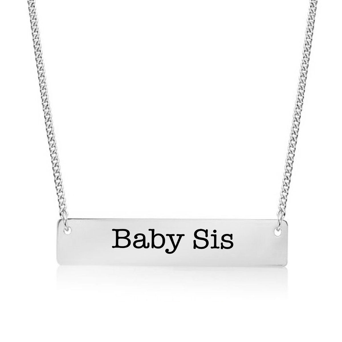 Silver Baby Sis Bar Necklace