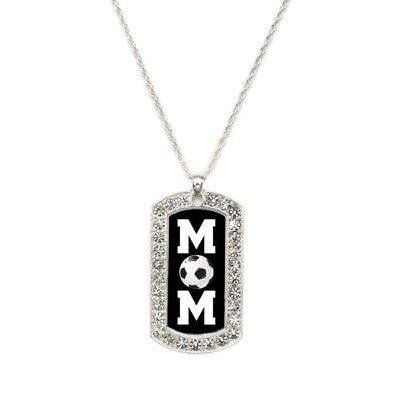 Silver Soccer Mom Dog Tag Charm Classic Necklace