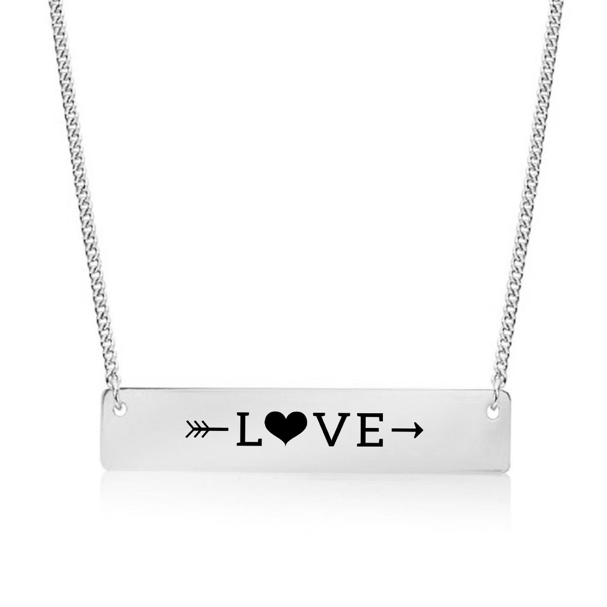 Silver LOVE Bar Necklace