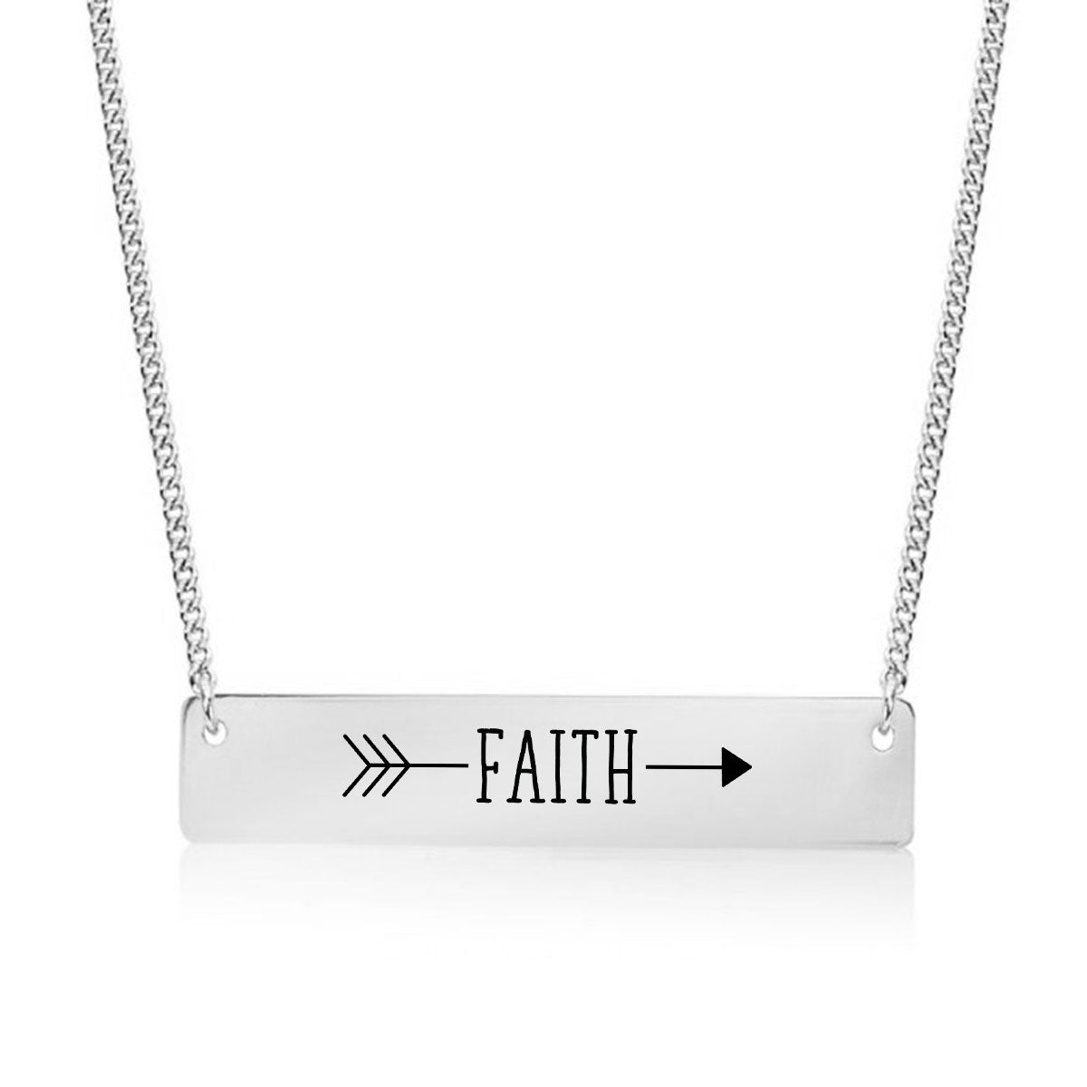 Silver Faith Bar Necklace