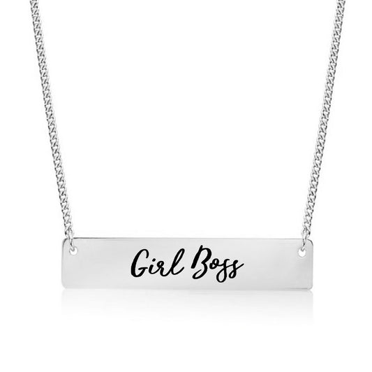 Silver Girl Boss Bar Necklace