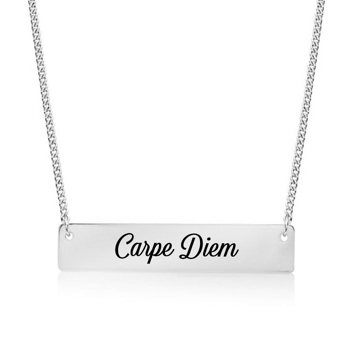 Silver Carpe Diem Bar Necklace