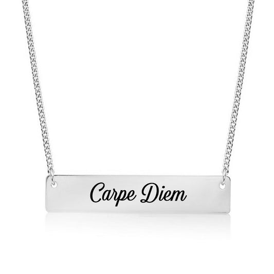 Silver Carpe Diem Bar Necklace