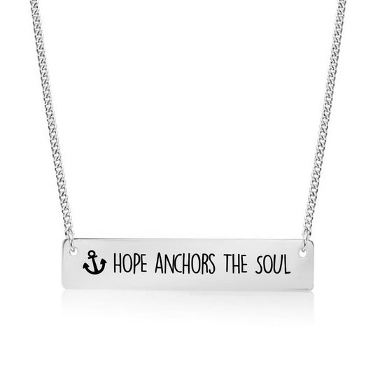 Silver Hope anchors the Soul Bar Necklace