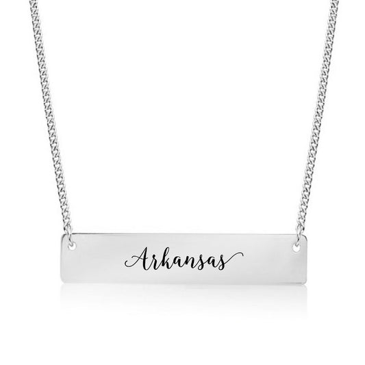 Silver Arkansas Bar Necklace