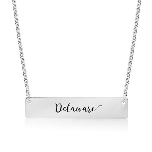 Silver Delaware Bar Necklace