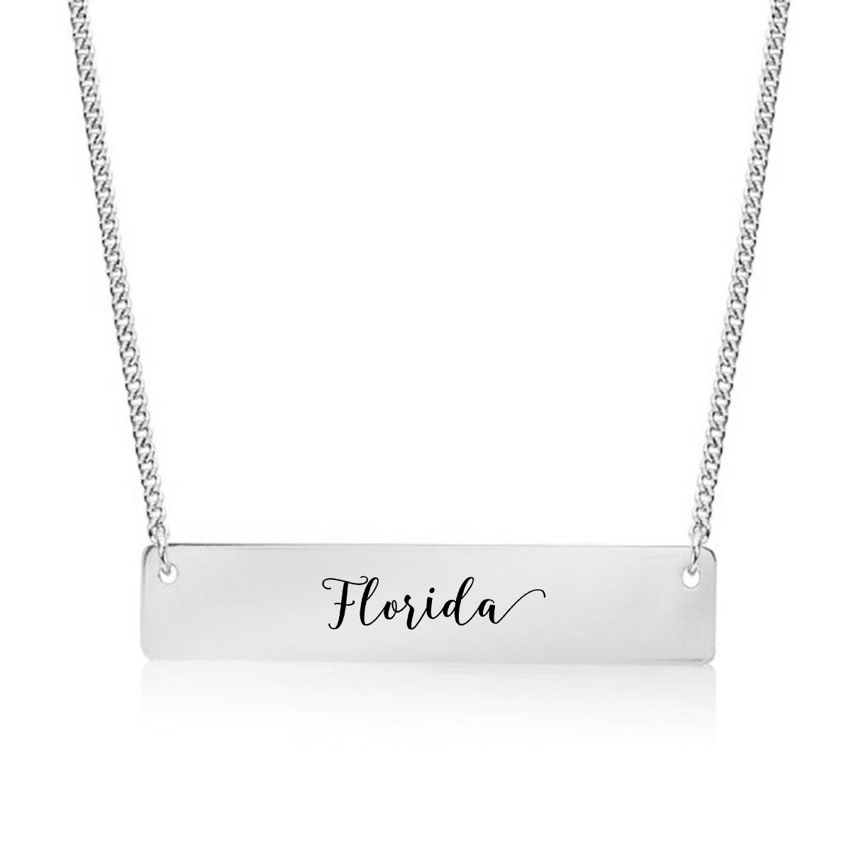 Silver Florida Bar Necklace