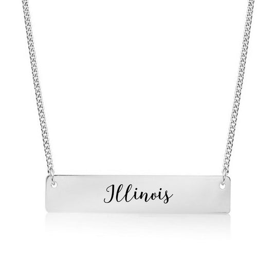 Silver Illinois Bar Necklace