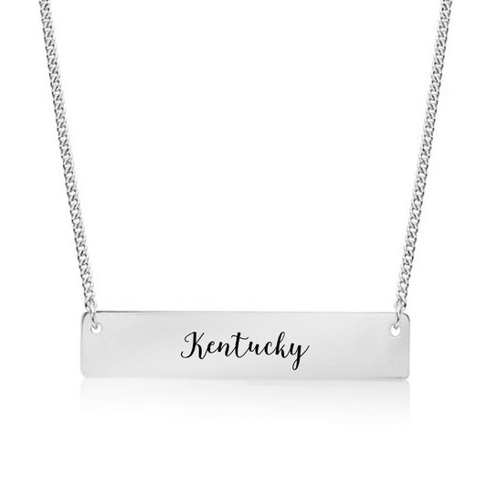 Silver Kentucky Bar Necklace