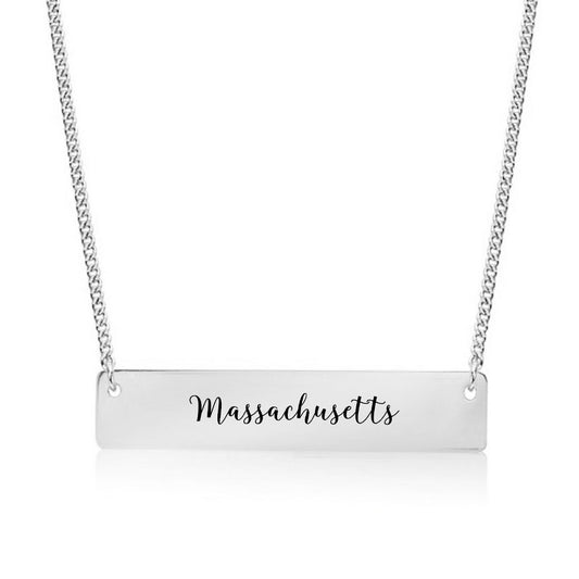 Silver Massachusetts Bar Necklace
