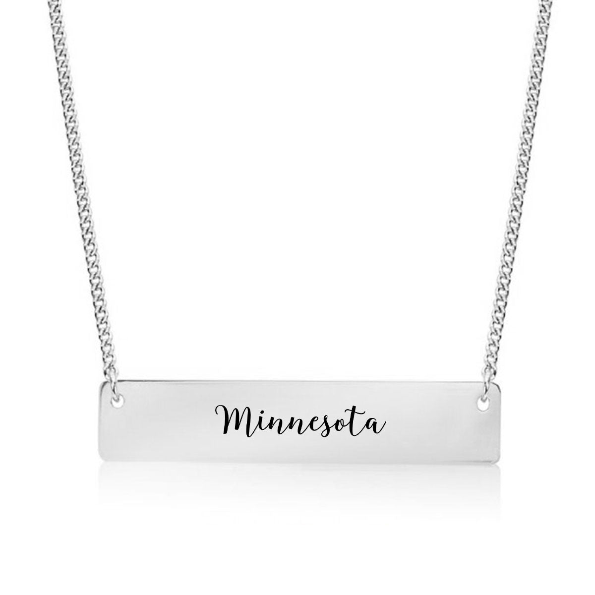 Silver Minnesota Bar Necklace