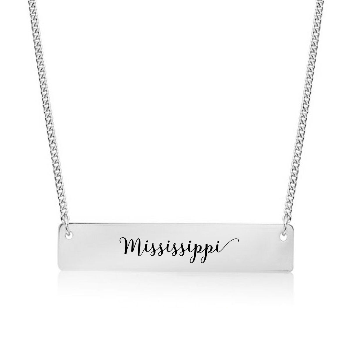 Silver Mississippi Bar Necklace
