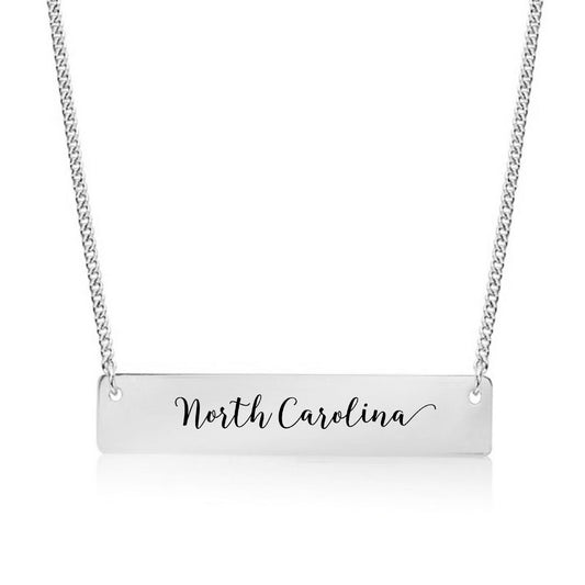 Silver North Carolina Bar Necklace