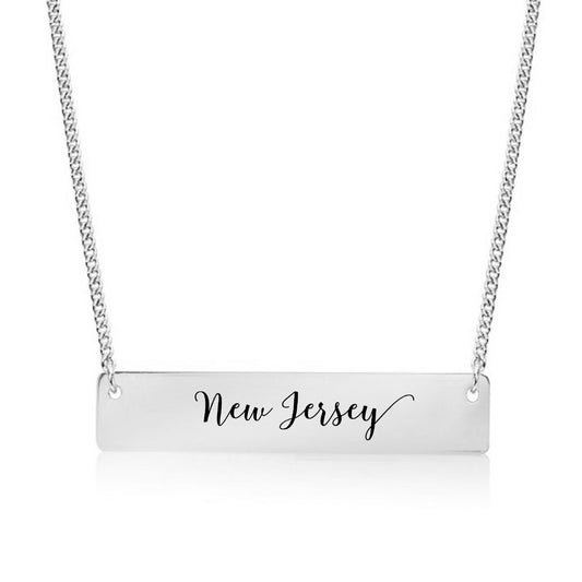 Silver New Jersey Bar Necklace