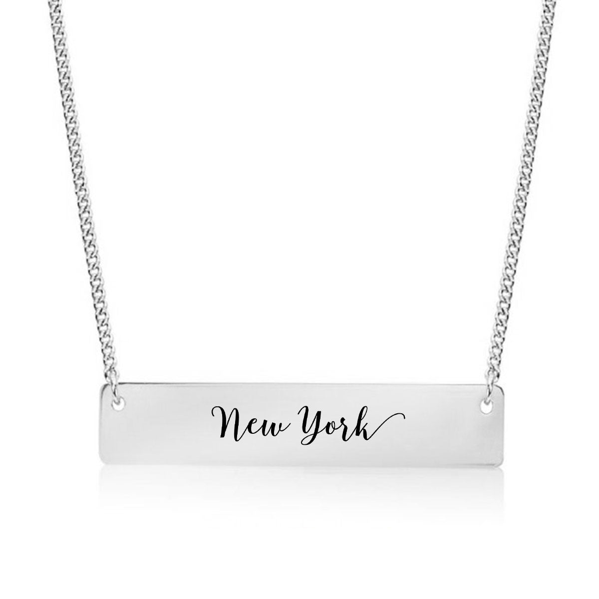 Silver New York Bar Necklace