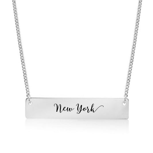 Silver New York Bar Necklace