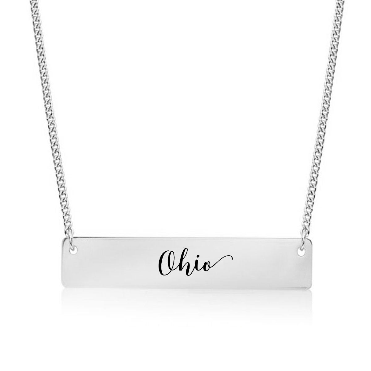 Silver Ohio Bar Necklace