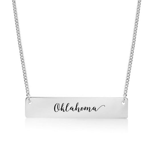 Silver Oklahoma Bar Necklace