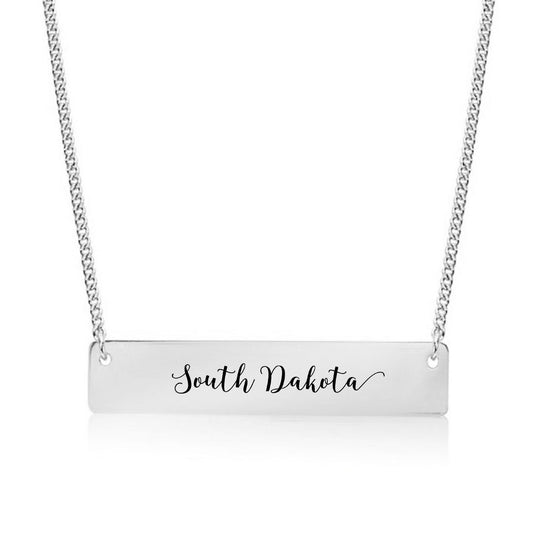 Silver South Dakota Bar Necklace