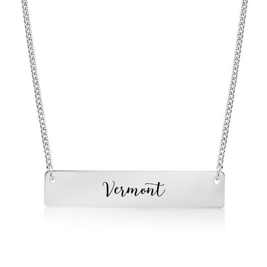 Silver Vermont Bar Necklace