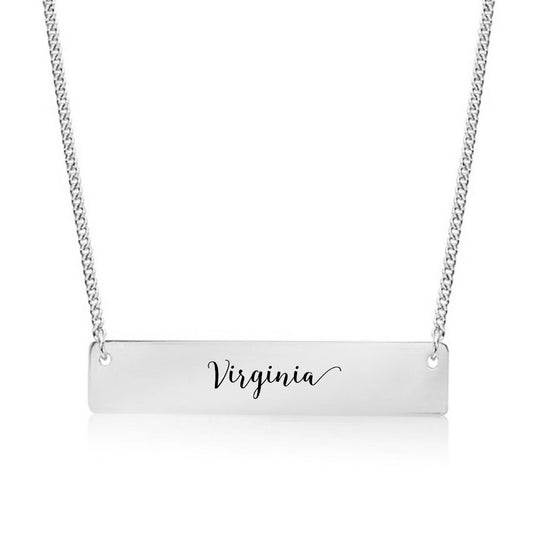 Silver Virginia Bar Necklace
