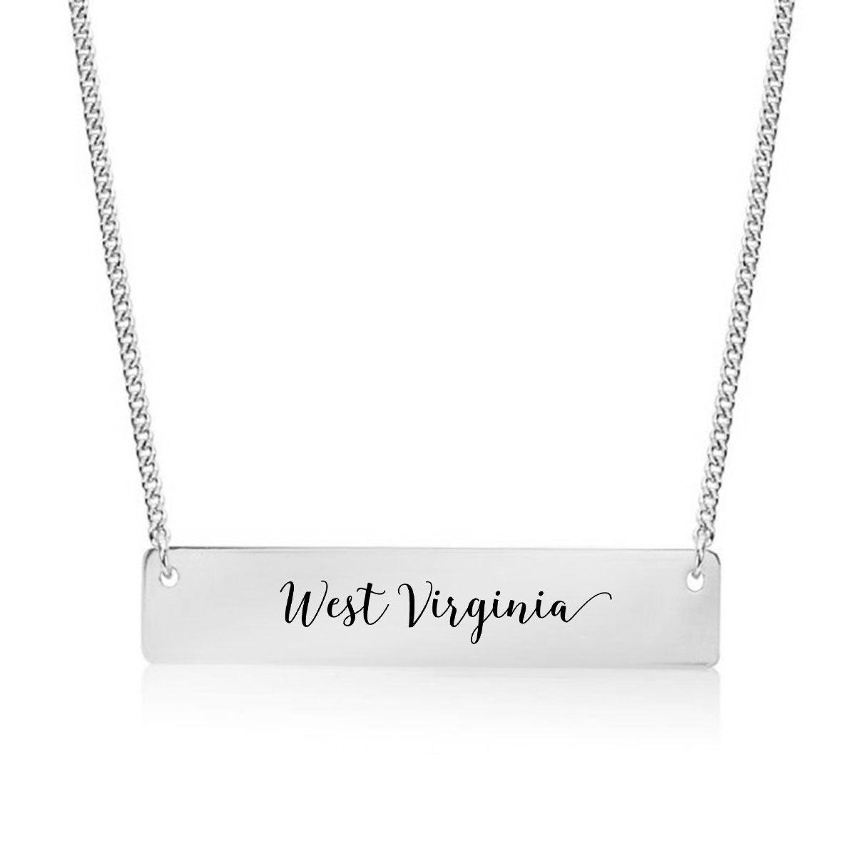 Silver West Virginia Bar Necklace