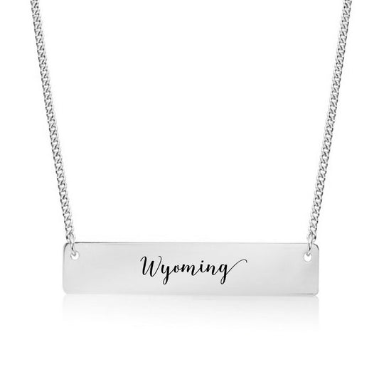 Silver Wyoming Bar Necklace