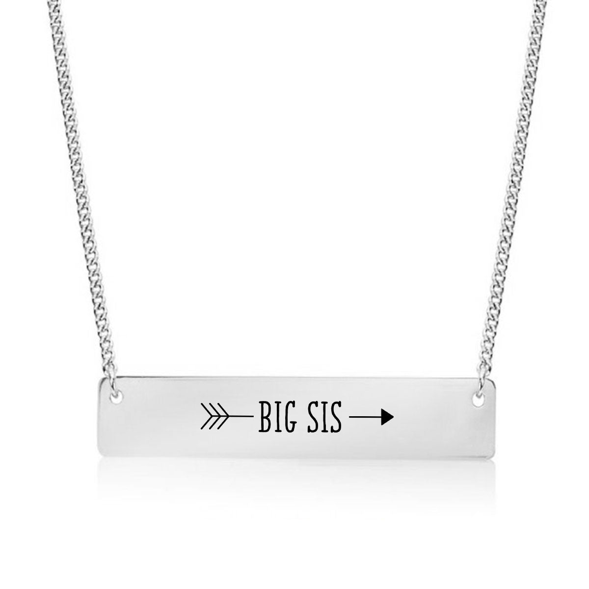 Silver Big Sis Arrow Bar Necklace