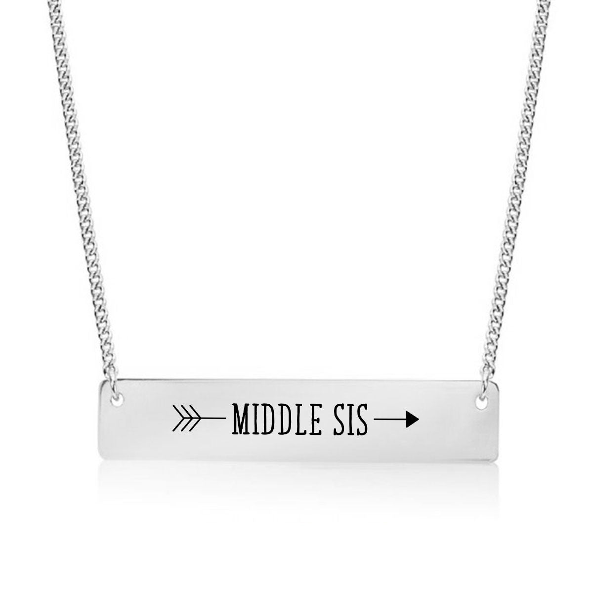 Silver Middle Sis Arrow Bar Necklace