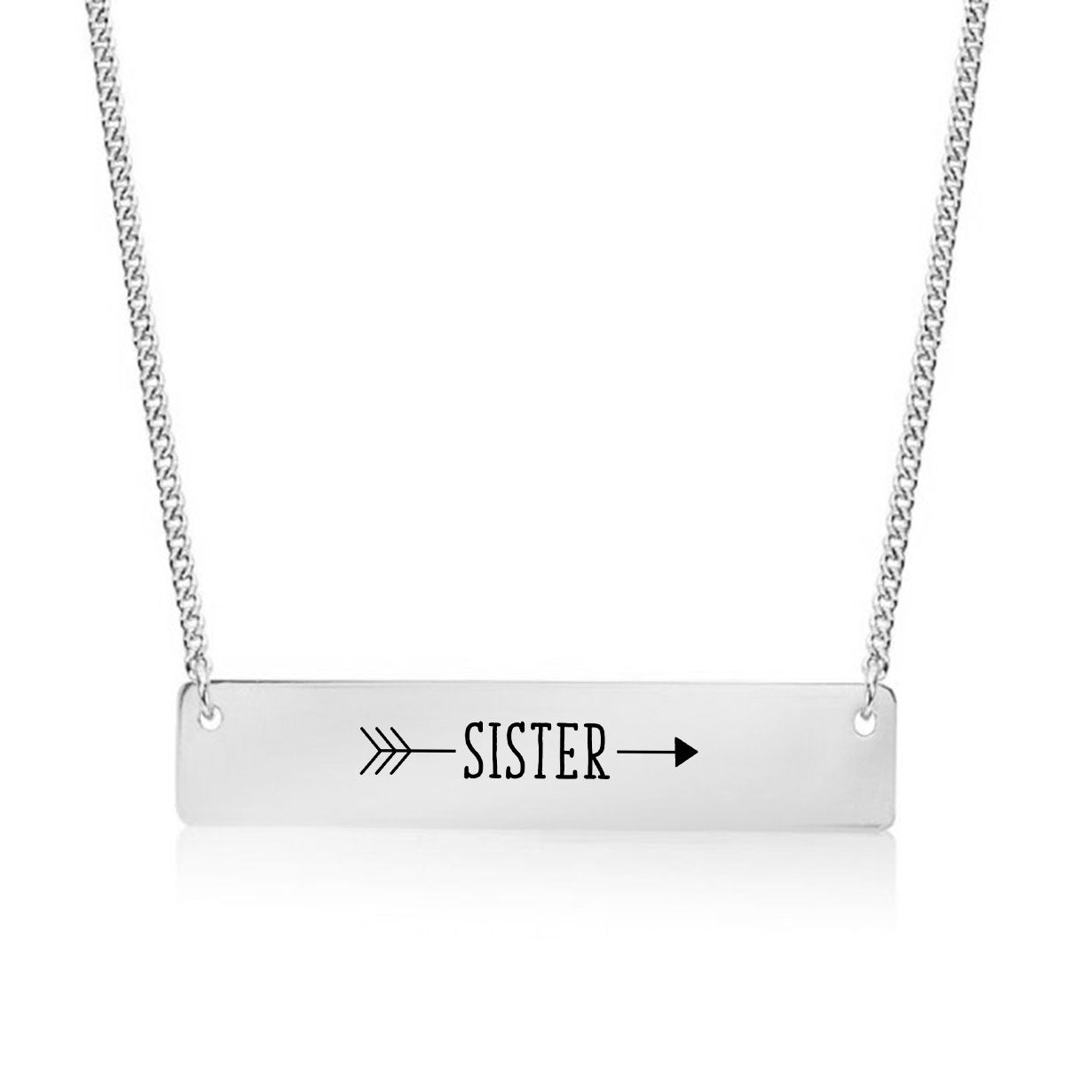 Silver Sister Arrow Bar Necklace
